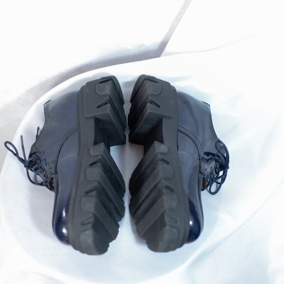 Steve Madden Chunky Platform Genuine Leather Shoes Lace Up Helga Blue Size 9M - Picture 4 of 11